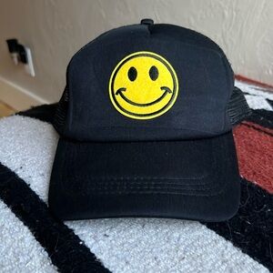 Smiley face black foam trucker hat